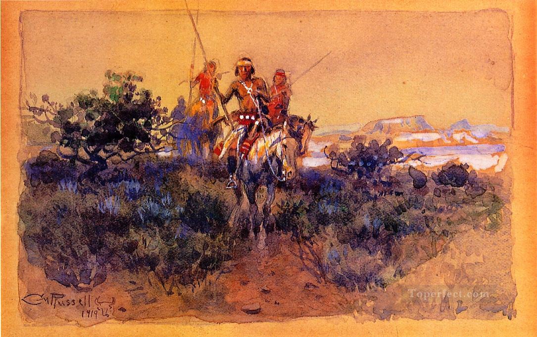 Rückkehr der Navajos 1919 Charles Marion Russell Indianer Ölgemälde